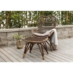Svea - Leila loungestoel - donker walnoot - rattan Hot
