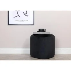 Svea - Troy poef - velvet - zwart Clearance