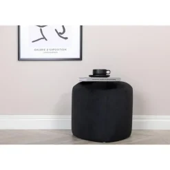 Svea - Troy poef - velvet - zwart Clearance