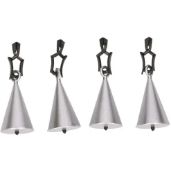 Merkloos Tafelkleedgewichtjes kegels - 4x - zilver - 7 cm - Tuin