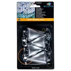 Merkloos Tafelkleedgewichtjes kegels - 4x - zilver - 7 cm - Tuin