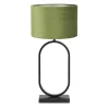 Light & Living Tafellamp Jamiri/Velours - Zwart/Olijfgroen - Ø30x67cm Discount