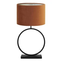 Light & Living Tafellamp Liva/Velours - Zwart/Terra - Ø40x78,5cm Sale