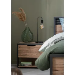 Leen Bakker Tafellamp Praag - zwart - 49,5x15x19 cm