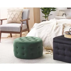 Beliani TAMPA - Poef - Groen - 55 cm - Fluweel Online