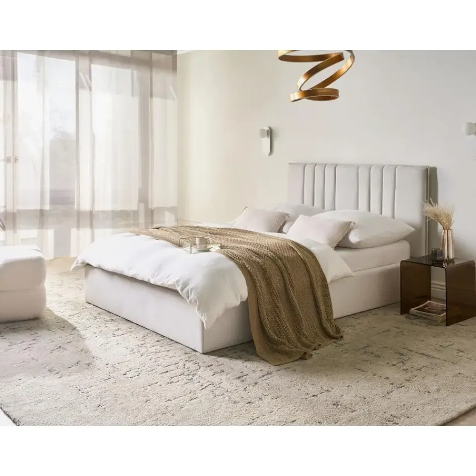 Leen Bakker TARASCON - Tweepersoonsbed - Lichtbeige - 140 x 200 cm - Stof Hot