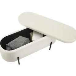 tectake - Bank met opbergruimte Lanja, gestoffeerd, bouclé-stof en opbergruimte Outlet