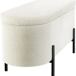 tectake - Bank met opbergruimte Lanja, gestoffeerd, bouclé-stof en opbergruimte Outlet