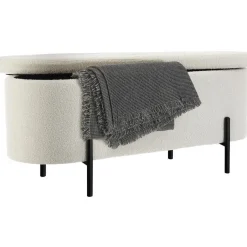 tectake - Bank met opbergruimte Lanja, gestoffeerd, bouclé-stof en opbergruimte Outlet