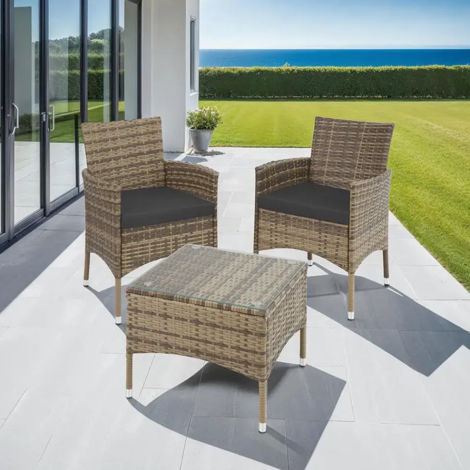 tectake - bistroset Luzern - wicker - natuurkleur New