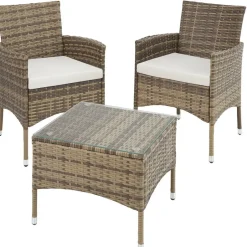 tectake - bistroset Luzern - wicker - natuurkleur New