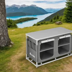 tectake - Campingkast 97x47,5x56,5cm, Grijs Hot