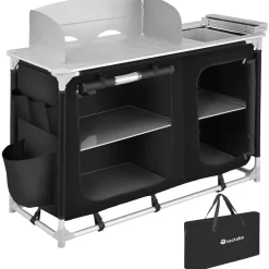 tectake - Campingkeuken 116x52x107cm, Zwart Outlet