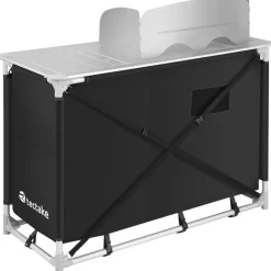 tectake - Campingkeuken 116x52x107cm, Zwart Outlet