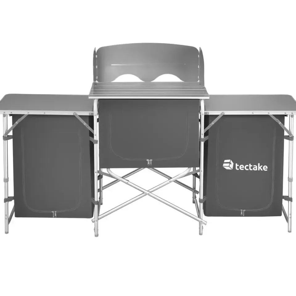 tectake - Campingkeuken 172x52x104cm, Grijs Sale