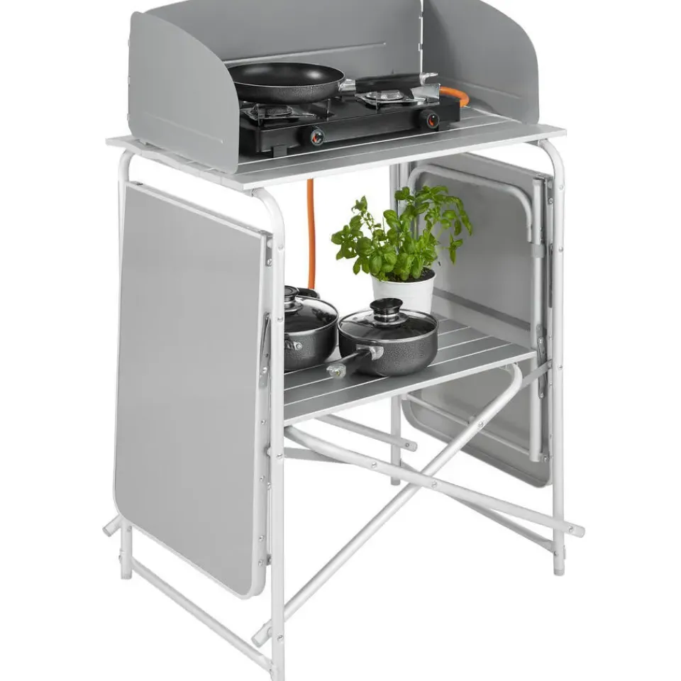 tectake - Campingkeuken 172x52x104cm, Grijs Sale