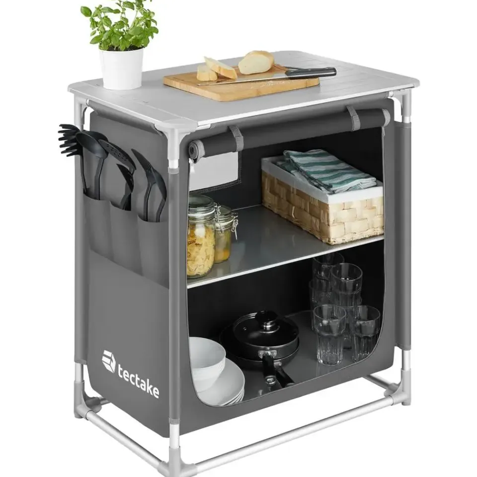 tectake - Campingkeuken 76x53,5x107cm, Grijs Sale