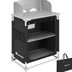 tectake - Campingkeuken 76x53,5x107cm, Zwart Outlet