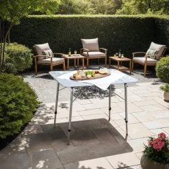 tectake - Campingtafel inklapbaar en in hoogte verstelbaar 80x60x68cm, Grijs Clearance