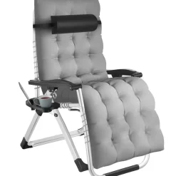 tectake - Ligbed Cloud inklapbaar, traploos verstelbaar, Lichtgrijs