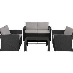 tectake - loungeset - wicker - zwart grijs Hot