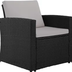 tectake - loungeset - wicker - zwart grijs Hot
