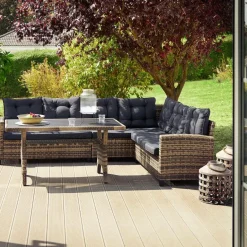 tectake - loungeset Catania - wicker - zwart New