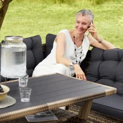 tectake - loungeset Catania - wicker - zwart New