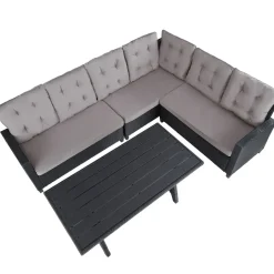 tectake - loungeset Catania - wicker - zwart New