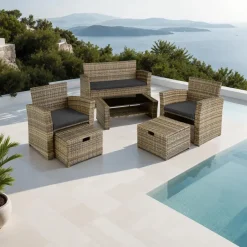 tectake - loungeset Modena - wicker - natuurkleur Best