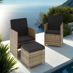 tectake - loungeset Palermo - wicker - natuurkleur Sale