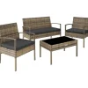 tectake - loungeset Sparta - bank+stoelen+tafel - natuurkleur Sale