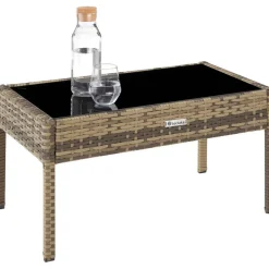 tectake - loungeset Sparta - bank+stoelen+tafel - natuurkleur Sale