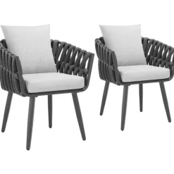 tectake - Set van 2 stoelen Lugano in rope-design met aluminium frame Sale