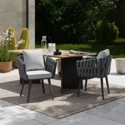 tectake - Set van 2 stoelen Lugano in rope-design met aluminium frame Sale