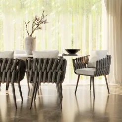 tectake - Stoel Lugano in rope-design met aluminium frame, Antraciet Online