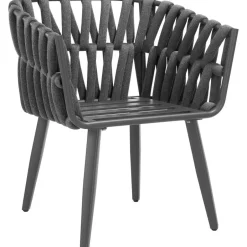 tectake - Stoel Lugano in rope-design met aluminium frame, Antraciet Online