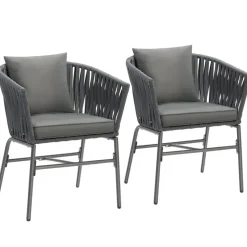 tectake - Stoelset Valeiras in rope-design, dikke kussens, 60x61x77cm Best