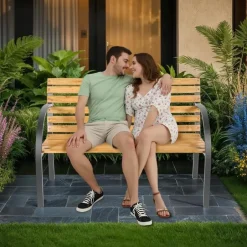 tectake - Tuinbank - 123x 64x 82 cm - Hout Sale