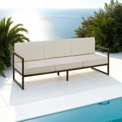 tectake - Tuin-loungebank Comosa, 3-zits, XXL kussens, Bruin / Beige Hot