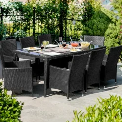 tectake - tuinset 8 stoelen+tafel Monaco - wicker - zwart