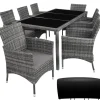 tectake - tuinset 8 stoelen en tafel - wicker - grijs Clearance