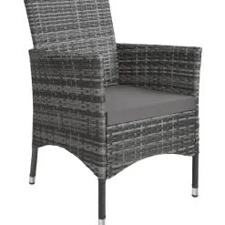 tectake - tuinset 8 stoelen en tafel - wicker - grijs Clearance