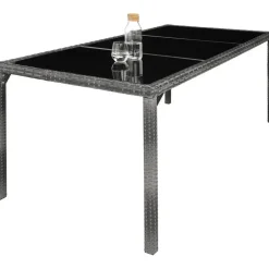 tectake - tuinset 8 stoelen en tafel - wicker - grijs Clearance
