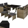 tectake - tuinset Bilbao - wicker met beschermhoes - natuurkleur Discount