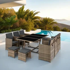 tectake - tuinset Malaga - wicker - natuurkleur Discount
