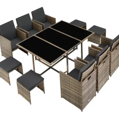 tectake - tuinset Malaga - wicker - natuurkleur Discount