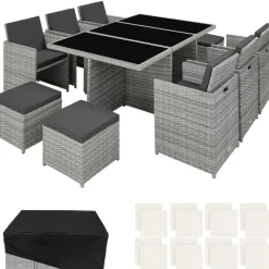 tectake - tuinset New York - wicker - lichtgrijs Hot