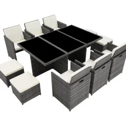 tectake - tuinset New York - wicker - grijs Outlet