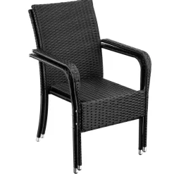 tectake 2 tuinstoelen - Wickerstoel Girona, stapelbaar, draagkracht 120 kg Clearance